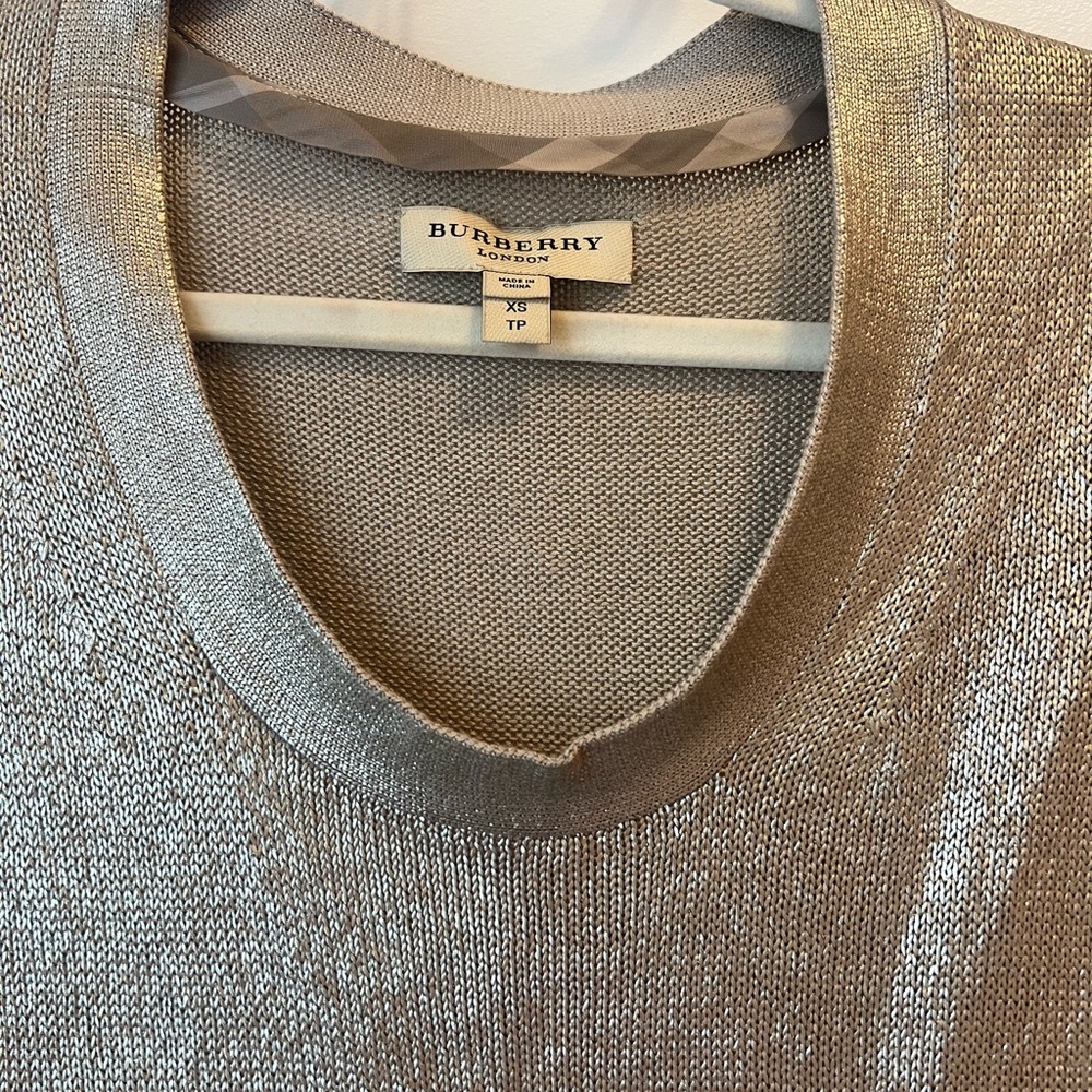 Burberry Metallic Gold Silk Top